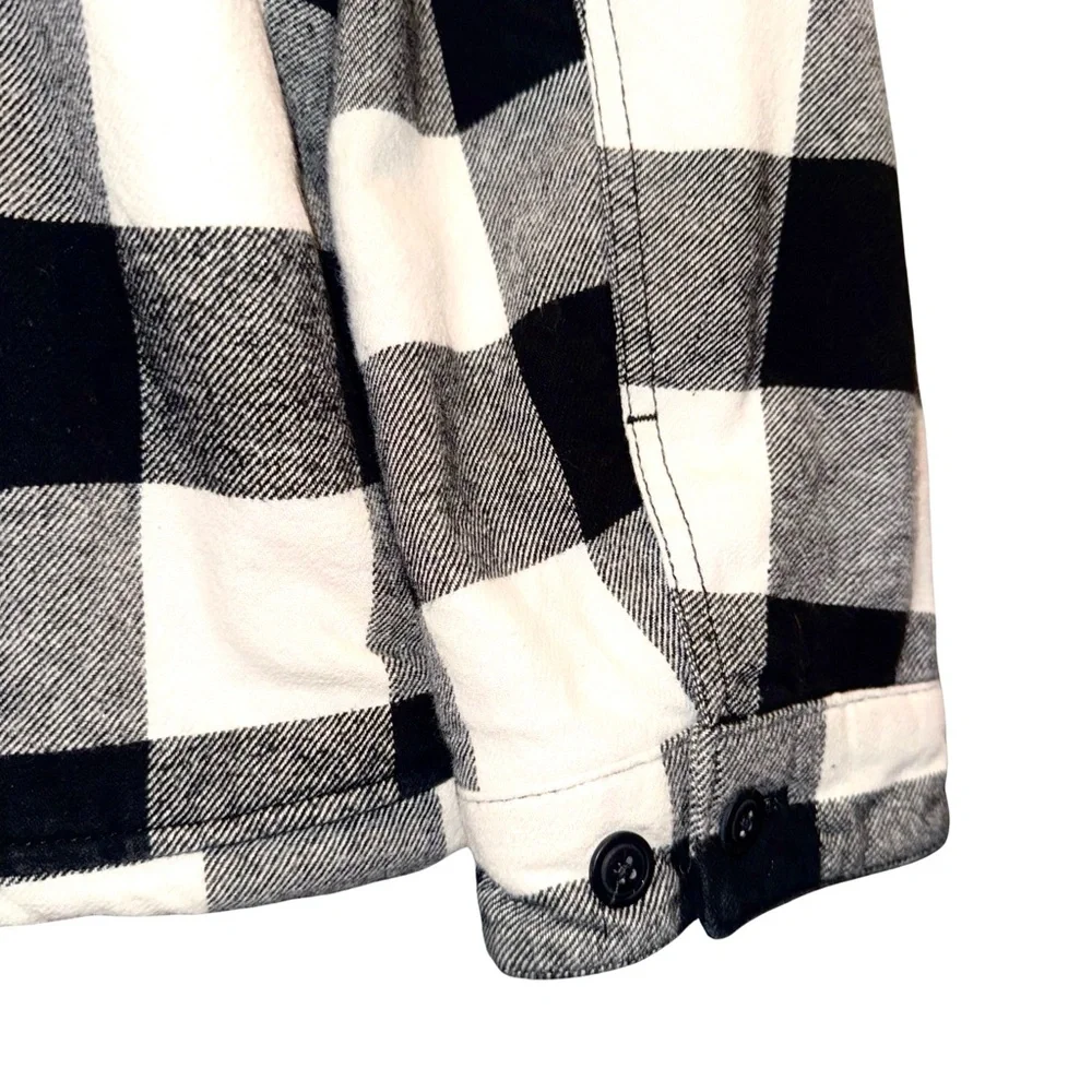Levi's Black and White Plaid Hooded Flannel Jacket - Picture 3 of 8